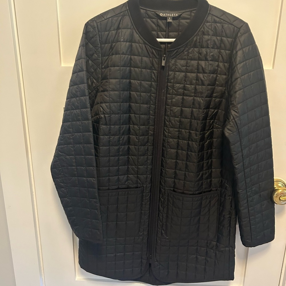 Athleta Black Quilted Outerwear